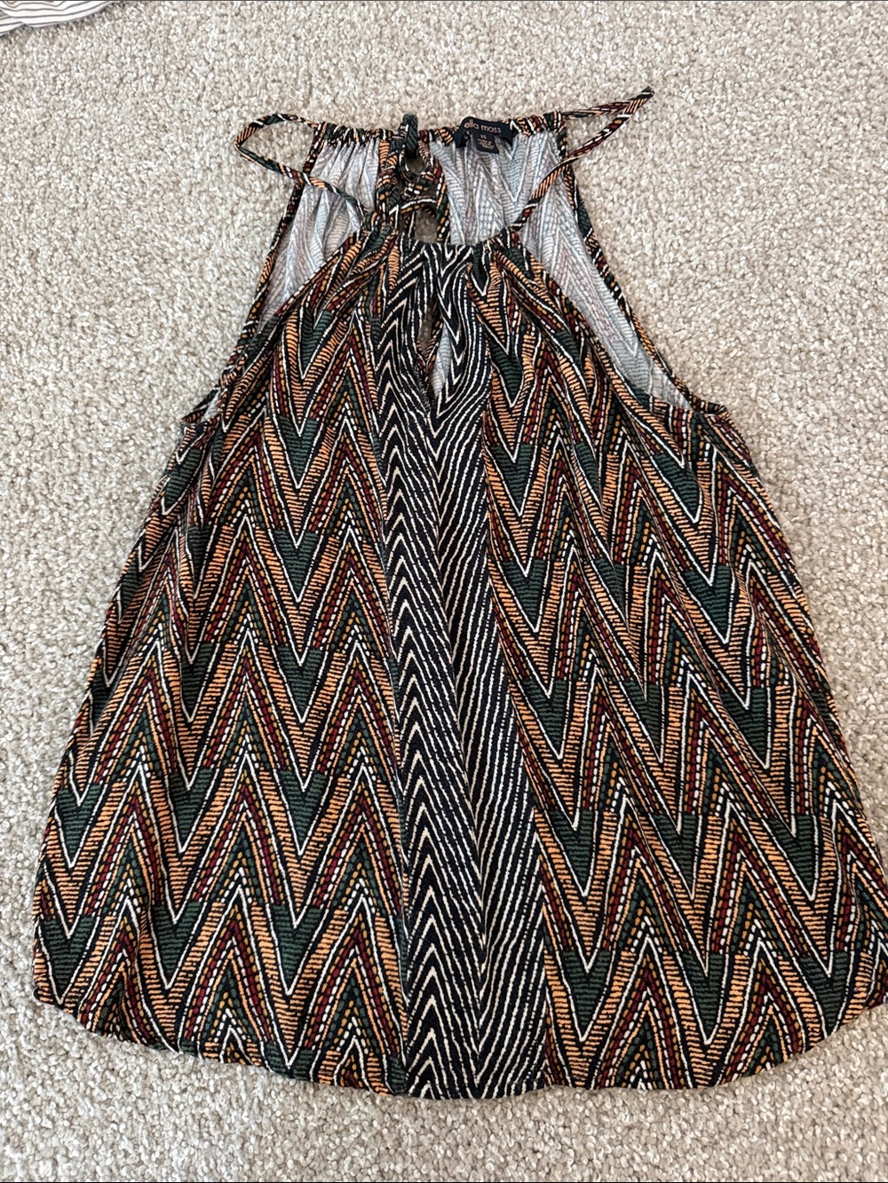 Ella Moss Green & Rust Chevron Halter Camisole